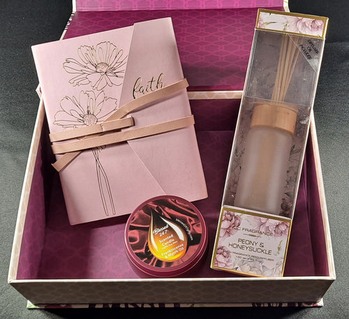 GIFT BOX SET Faith Journal * Scented Candle * Frangrance Diffuser Set