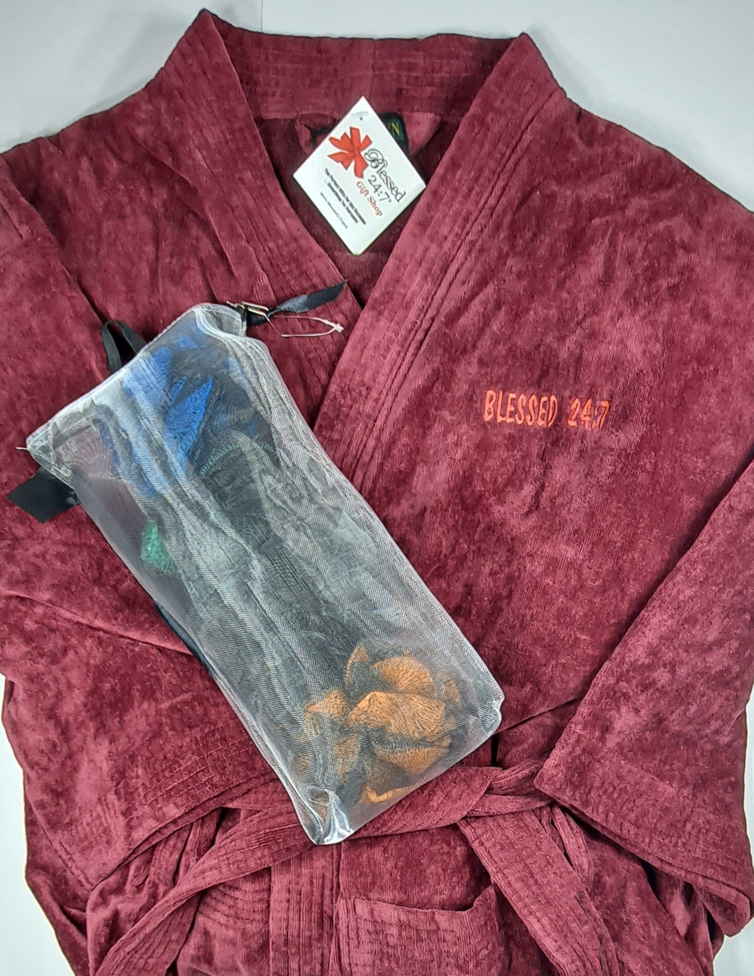 Men's Bath Robe Gift Set Burgundy FREE SHIPPING