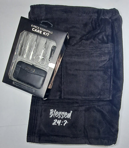 Blessed 24:7 Black Men’s Premium Terry Velour Spa Waist Wrap Towel (FREE SHIPPING)