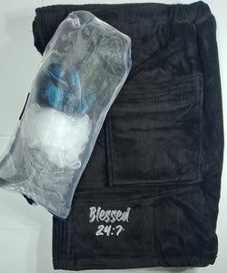 Blessed 24:7 Men’s Premium Terry Velour Spa Waist Wrap Towel Black (FREE SHIPPING)