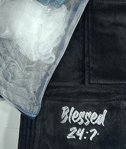 Blessed 24:7 Men’s Premium Terry Velour Spa Waist Wrap Towel Black (FREE SHIPPING)