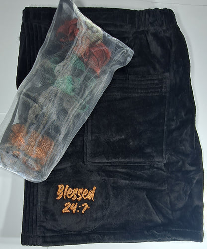 Blessed 24:7 Men’s Premium Terry Velour Spa Waist Wrap Towel Black (FREE SHIPPING)