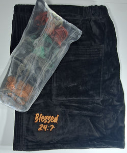 Blessed 24:7 Men’s Premium Terry Velour Spa Waist Wrap Towel Black (FREE SHIPPING)