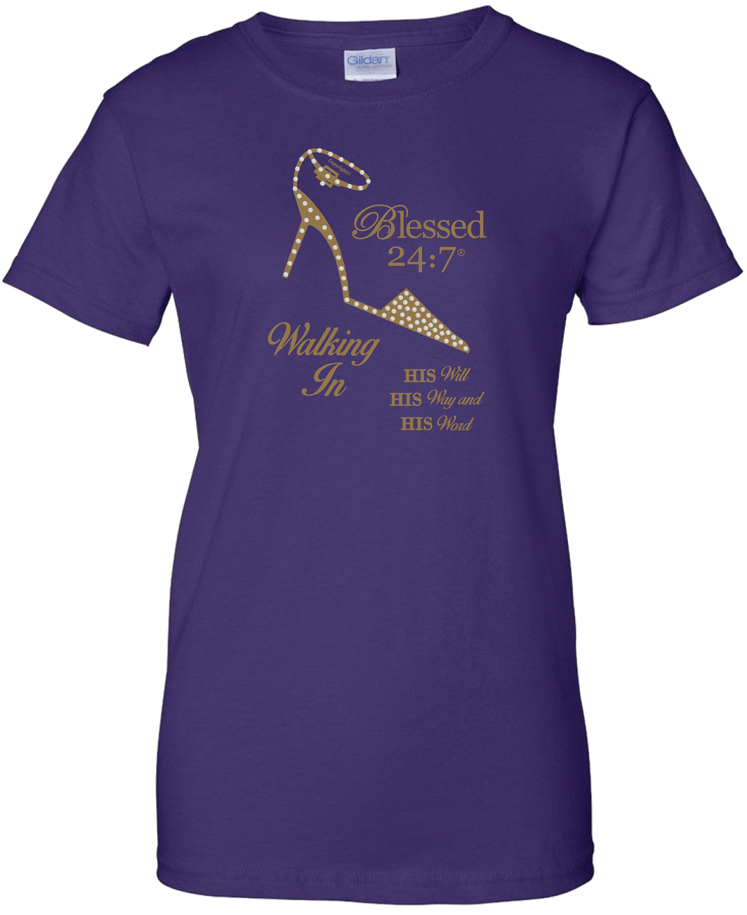 Blessed 24:7 (Walking In HIS Will) Ladies T-shirts (Purple) FREE SHIPPING