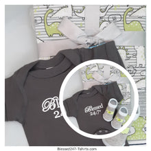 Load image into Gallery viewer, Blessed 24:7 Baby Onesie &amp; Receiving Blanket Gift Set FREE SHIPPING