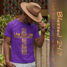 Load image into Gallery viewer, Blessed 24:7 (I AM THAT I AM) Unisex T-shirt Purple FREE SHIPPING