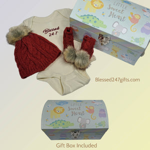 Blessed 24:7 Baby Gift Set Maroon/Tan FREE SHIPPING