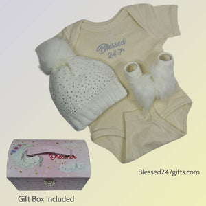 Blessed 24:7 Baby Gift Set off White/Tan FREE SHIPPING