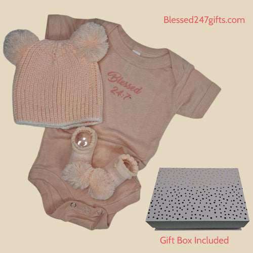 Blessed 24:7 Baby Gift Set Peach FREE SHIPPING