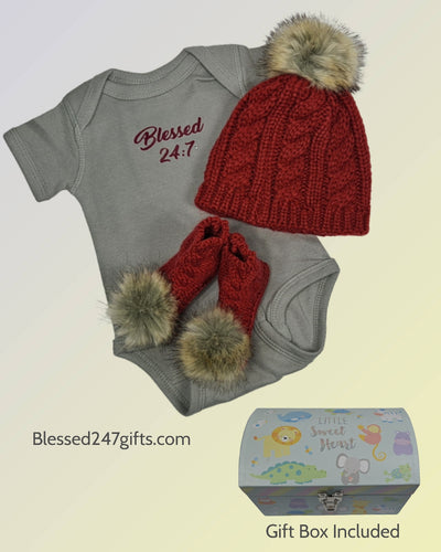 Blessed 24:7 Baby Gift Set Maroon FREE SHIPPING