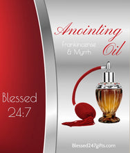 Load image into Gallery viewer, Blessed 24:7 Anointing Oil (Frankincense &amp; Myrrh) Antique Style Spray Bottle (Red) FREE SHIPPING