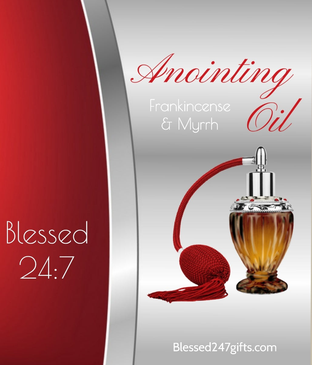 Blessed 24:7 Anointing Oil (Frankincense & Myrrh) Antique Style Spray Bottle (Red) FREE SHIPPING