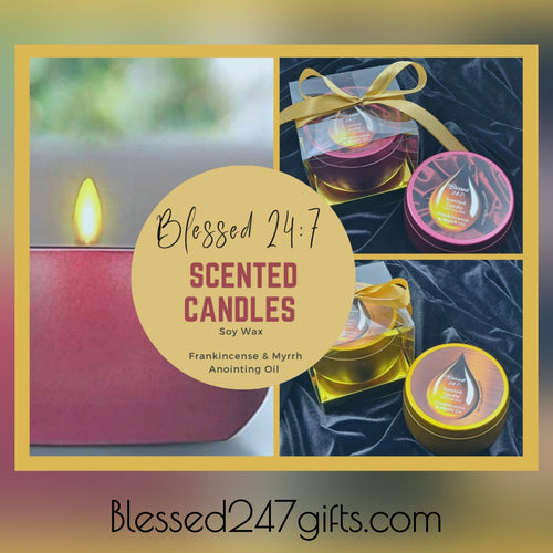 Blessed 24:7 Candle (soy) with Frankincense & Myrrh Oil Gift Set FREE SHIPPING