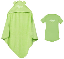 Load image into Gallery viewer, Blessed 24:7 Baby Terry Cloth Hooded Towel with Ears &amp; Baby Onesie FREE SHIPPING