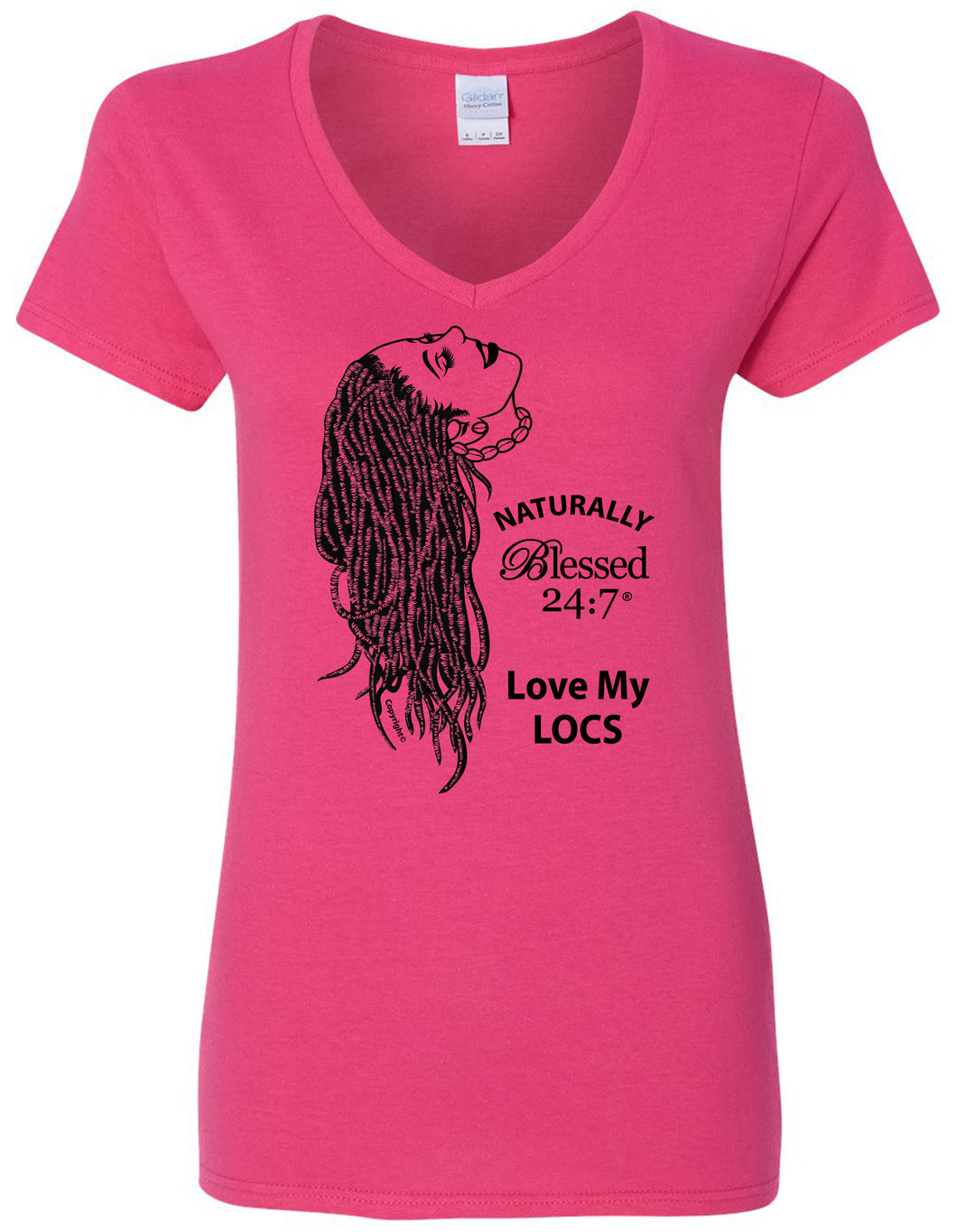 Blessed 24:7 (Love My LOCS) Ladies V-Neck T-shirts FREE SHIPPING Contact Us For Available Colors In Stock