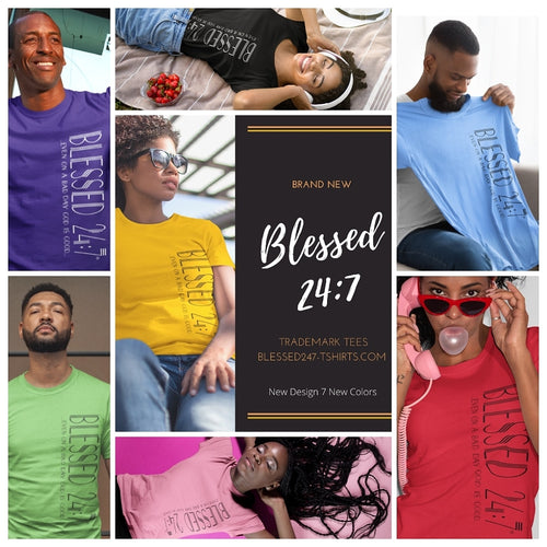 Blessed 24:7 ...even on a bad day GOD is Good... (Sideway Print) Unisex T-shirt FREE SHIPPING