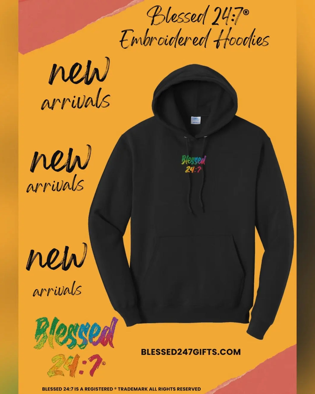 Blessed 24:7 Fleece Hoodies Black (Unisex) FREE SHIPPING