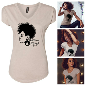 (Naturally) Blessed 24:7 Ladies Tee V-Neck FREE SHIPPING
