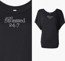 Load image into Gallery viewer, CLOSEOUT BLING Blessed 24:7 Rhinestone Ladies Tees FREE SHIPPING