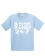 Load image into Gallery viewer, Blessed 24:7 YOUTH T-shirts FREE SHIPPING