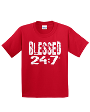 Load image into Gallery viewer, Blessed 24:7 YOUTH T-shirts FREE SHIPPING