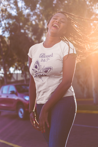 Blessed 24:7 (Butterfly) Ladies T-Shirts FREE SHIPPING