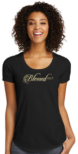 Blessed 24:7 Scoop Neck Gold Foil Print Ladies Tee FREE SHIPPING